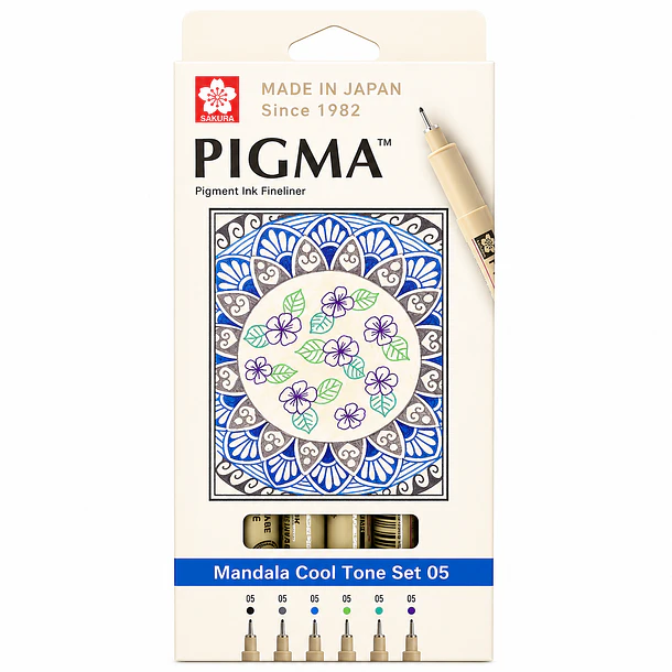 SET TIRALÍNEAS SAKURA PIGMA MANDALA TONOS FRIOS 05 1