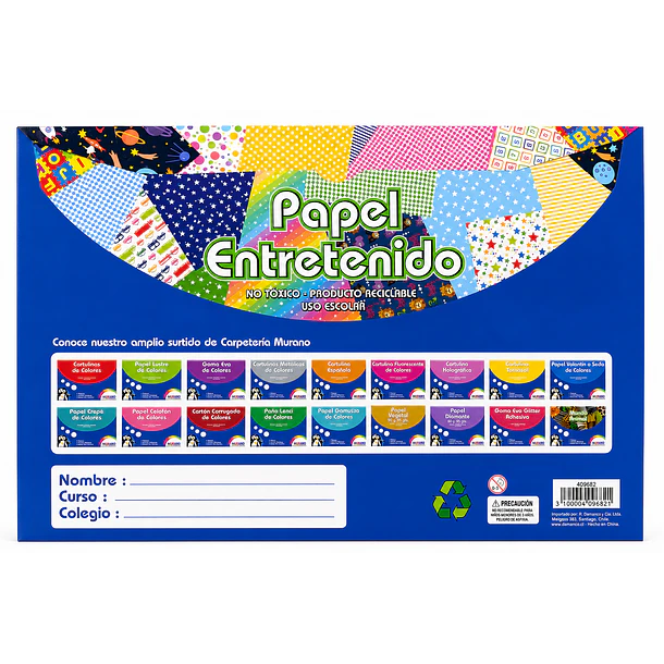PAPEL ENTRETENIDO MURANO 18 COLORES 9 PLIEGOS 25X32,5 CM 2