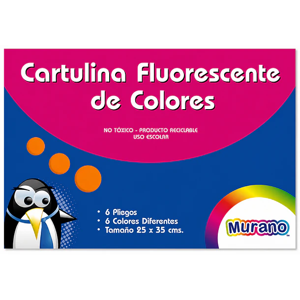 CARTULINA FLUORESCENTE MURANO 25X35 CM 6 COLORES