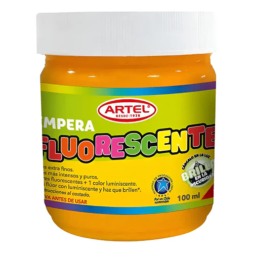 TÉMPERA FLUORESCENTE ARTEL NARANJA 100 ML