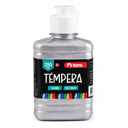 TÉMPERA TORRE PLATA METALIZADA 250 ML LAVABLE