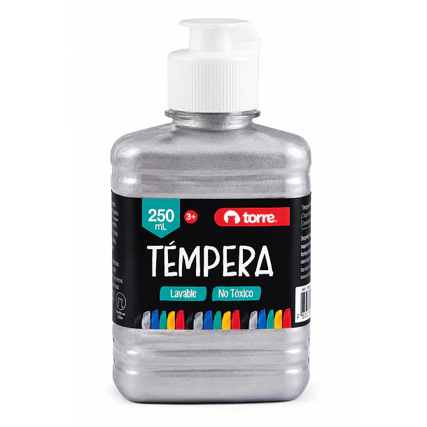 TÉMPERA TORRE PLATA METALIZADA 250 ML LAVABLE 1