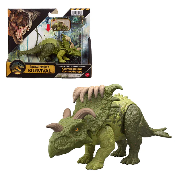 JURASSIC WORLD KOSMOCERATOPS STRIKE ATTACK MATTEL 15 CM 3