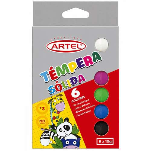 TÉMPERAS SÓLIDAS ARTEL 6 COLORES BÁSICOS