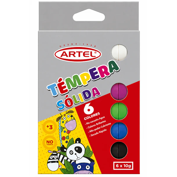 TÉMPERAS SÓLIDAS ARTEL 6 COLORES BÁSICOS 1