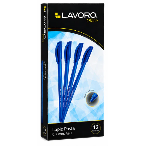 LÁPIZ PASTA SEMIGEL 0.7MM AZUL LAVORO 12 UNIDADES