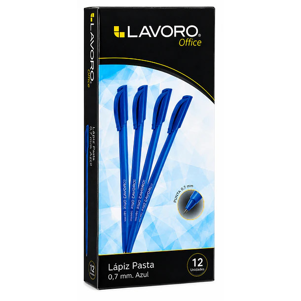 LÁPIZ PASTA SEMIGEL 0.7MM AZUL LAVORO 12 UNIDADES 1