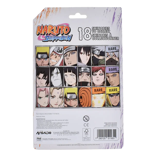 FIGURAS NARUTO SHIPPUDEN PACK 5 COLECCIONABLES 7 CM 5