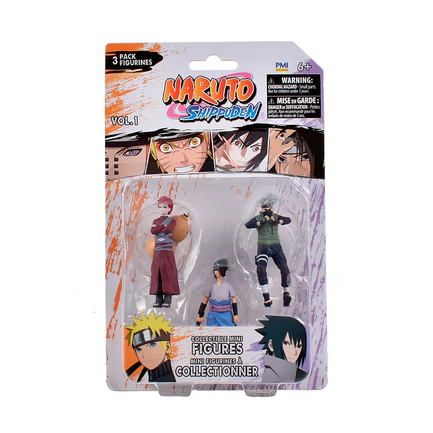 PACK 3 FIGURAS NARUTO GAARA SASUKE KAKASHI 7 CM 3