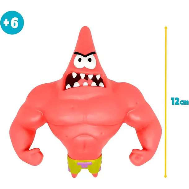 BOB ESPONJA FIGURA STRETCH GOMA PATRICIO MUSCULOSO 12CM 2
