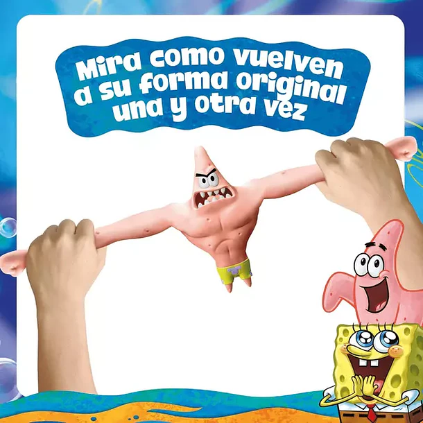 BOB ESPONJA FIGURA STRETCH GOMA PATRICIO MUSCULOSO 12CM 4