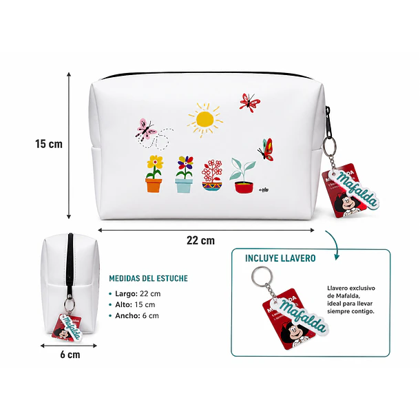 ESTUCHE MAFALDA CON LLAVERO 22X15X6 CM BLANCO 4