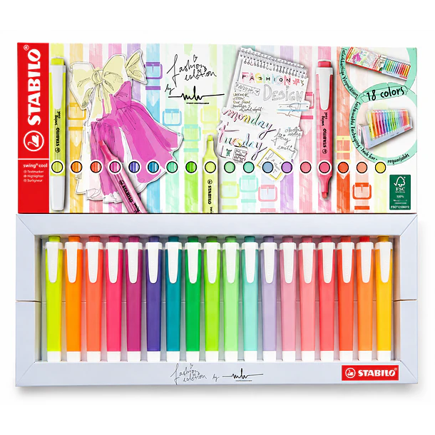 DESTACADOR SWING COOL FASHION EDITION 18 COLORES STABILO 1