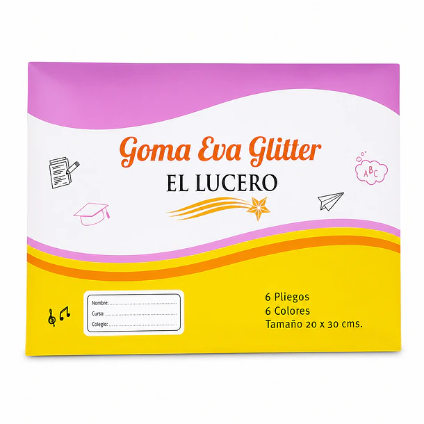 GOMA EVA GLITTER EL LUCERO 20X30 CM 6 COLORES 1
