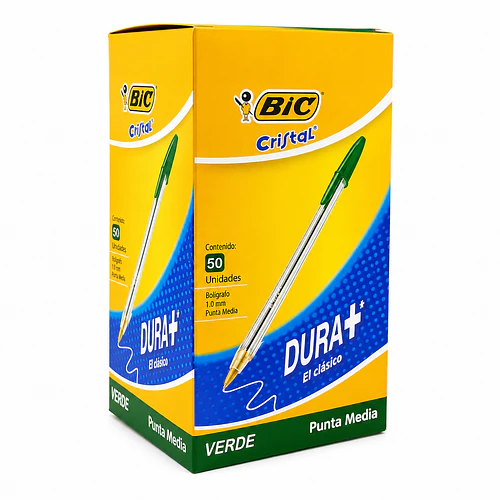 BOLIGRAFO BIC CRISTAL DURA+ VERDE 1.0 MM CAJA 50 UND