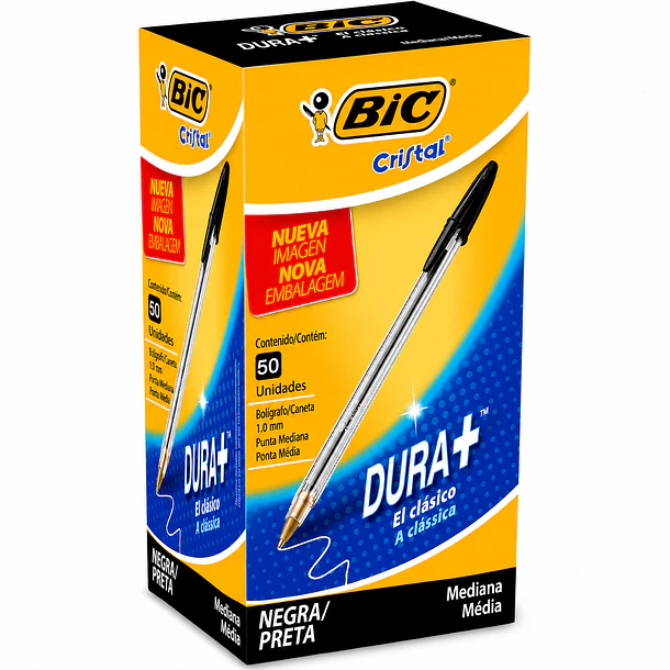 BOLÍGRAFO BIC CRISTAL DURA+ NEGRO 1.0 MM CAJA 50UND 2