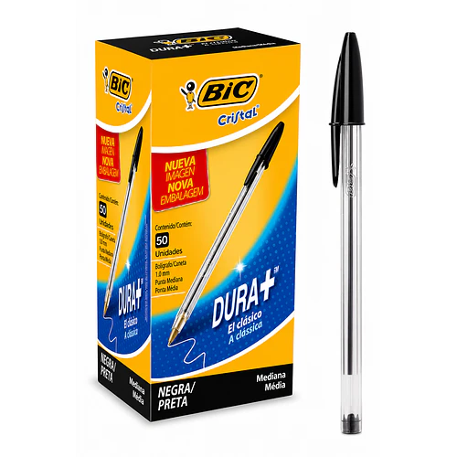 BOLÍGRAFO BIC CRISTAL DURA+ NEGRO 1.0 MM CAJA 50UND