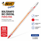 BOLÍGRAFO BIC CRISTAL PUNTA FINA 0,8 MM ROJO 50 UN 2