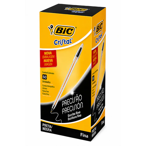 BOLÍGRAFO BIC CRISTAL FINO NEGRO 0,8 MM CAJA 50 UNIDADES