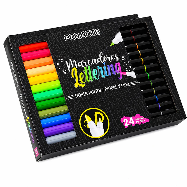 MARCADORES LETTERING PROARTE 24 COLORES DOBLE PUNTA