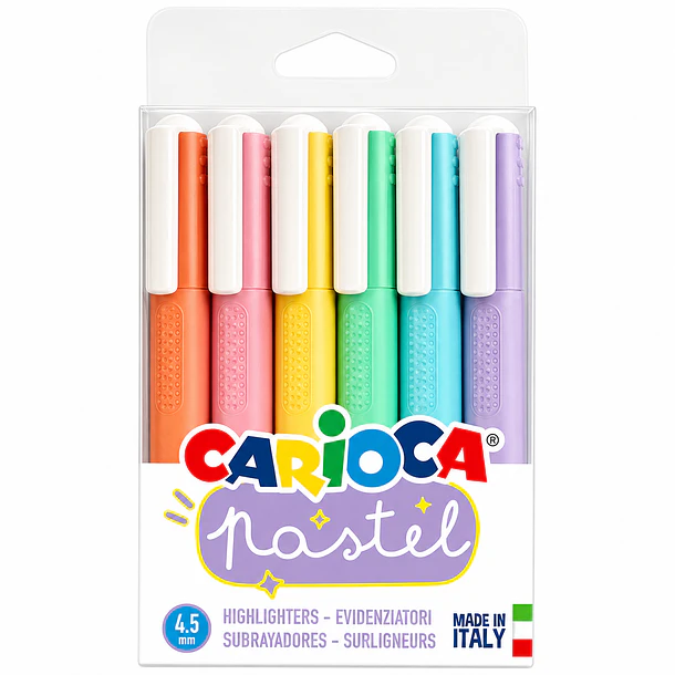 DESTACADORES PASTEL 6 COLORES CARIOCA
