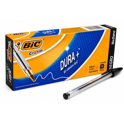BOLÍGRAFO BIC CRISTAL PUNTA MEDIA 1,0 MM CAJA 12 UNIDADES