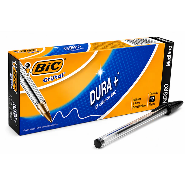 BOLÍGRAFO BIC CRISTAL PUNTA MEDIA 1,0 MM CAJA 12 UNIDADES 1