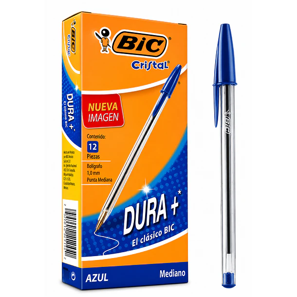 BOLÍGRAFO BIC CRISTAL PUNTA MEDIA 1,0 MM CAJA 12 UNIDADES 3