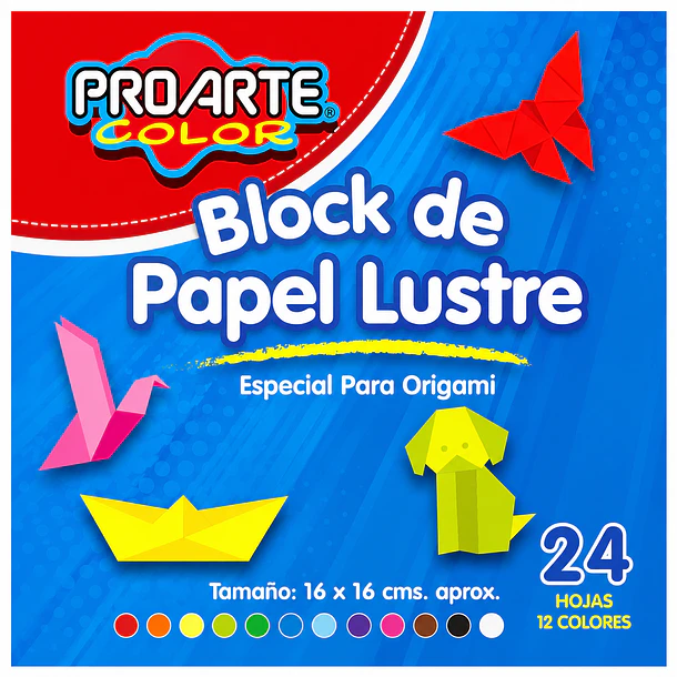 BLOCK PAPEL LUSTRE PROARTE 16X16 CM 24H 12COL