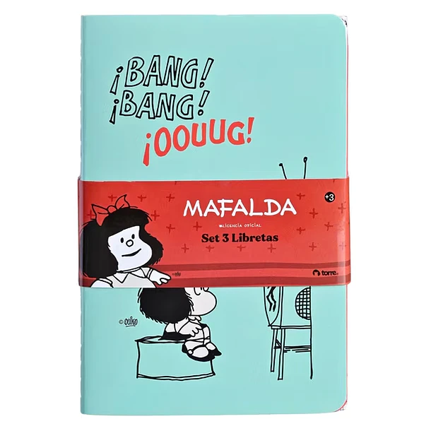 SET 3 LIBRETAS MAFALDA TORRE 10X15 CM RAYADO COMPOSICIÓN 2