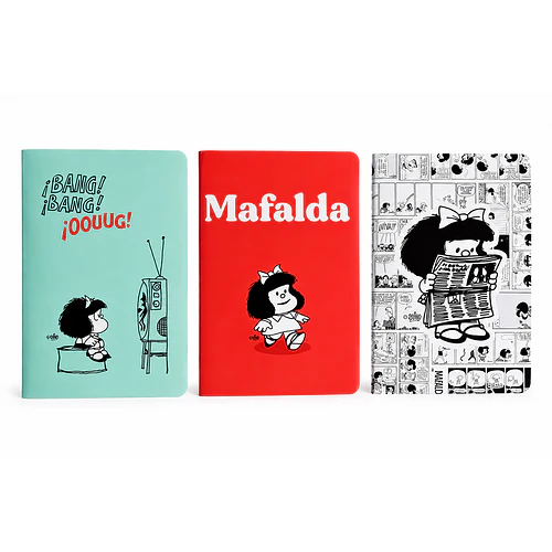 SET 3 LIBRETAS MAFALDA TORRE 10X15 CM RAYADO COMPOSICIÓN