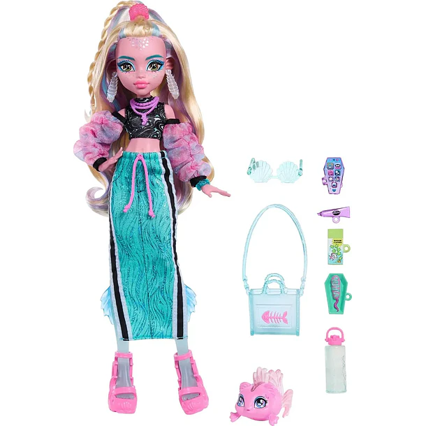 MUÑECA MONSTER HIGH LAGOONA BLUE CON MASCOTA NEPTUNA MATTEL 9