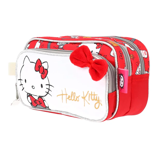 ESTUCHE ESCOLAR HELLO KITTY TRIPLE COMPARTIMENTO ROJO 3
