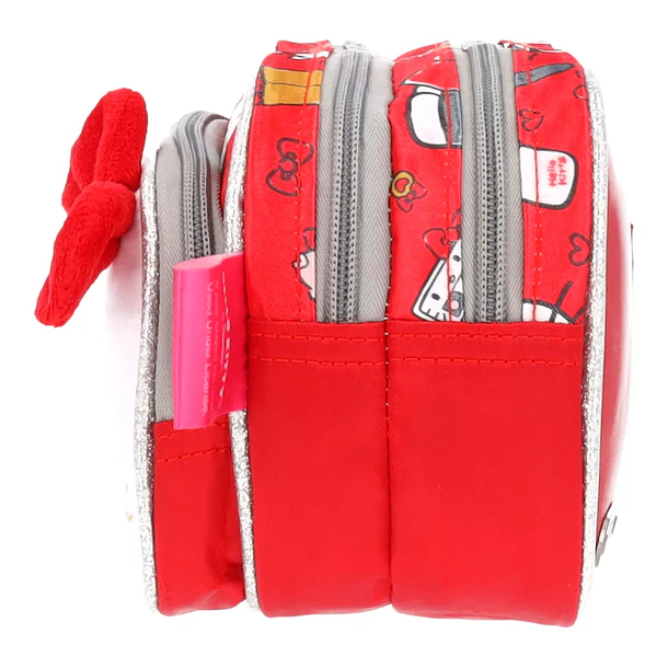 ESTUCHE ESCOLAR HELLO KITTY TRIPLE COMPARTIMENTO ROJO 4