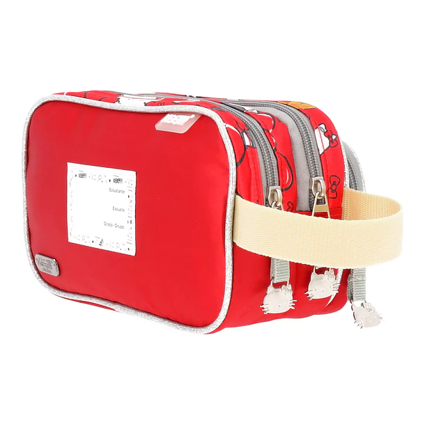ESTUCHE ESCOLAR HELLO KITTY TRIPLE COMPARTIMENTO ROJO 7