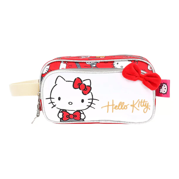 ESTUCHE ESCOLAR HELLO KITTY TRIPLE COMPARTIMENTO ROJO 2