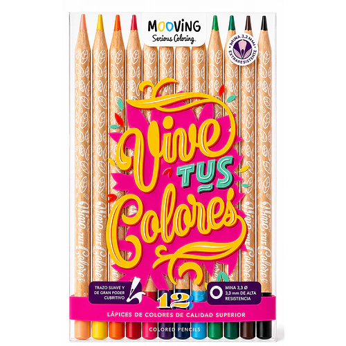 LÁPIZ DE MADERA 12 COLORES MOOVING