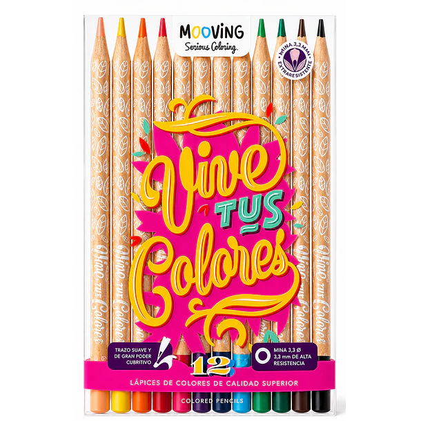 LÁPIZ DE MADERA 12 COLORES MOOVING