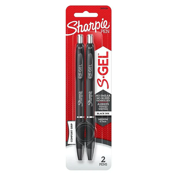 BOLÍGRAFOS SHARPIE S-GEL NEGRO 0,7 MM PACK 2 UNIDADES