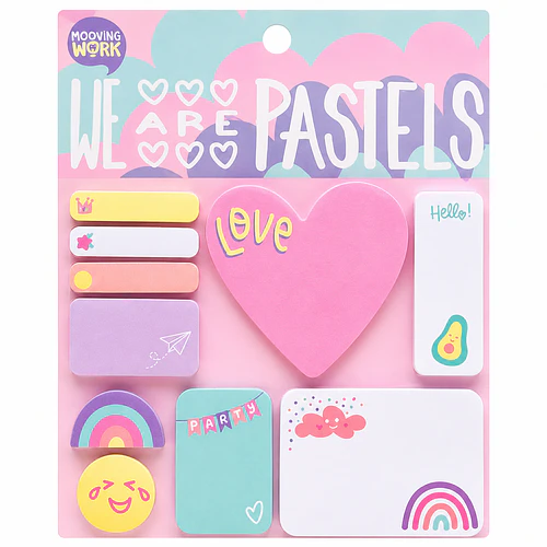 MOOVING AT WORK WE ARE PASTELS SET NOTAS ADHESIVAS