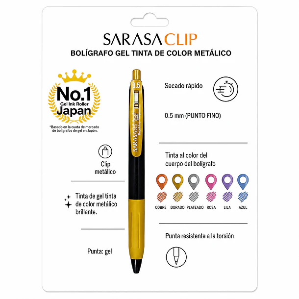 BOLÍGRAFOS ZEBRA SARASA CLIP METÁLICOS 0.5 MM SET 3  3