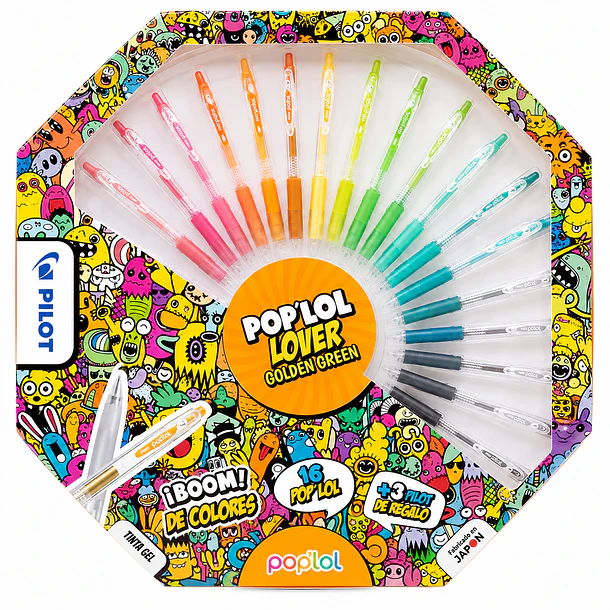 SET 16 LÁPICES TINTA GEL PILOT POP'LOL 0.7 MM COLORES 1