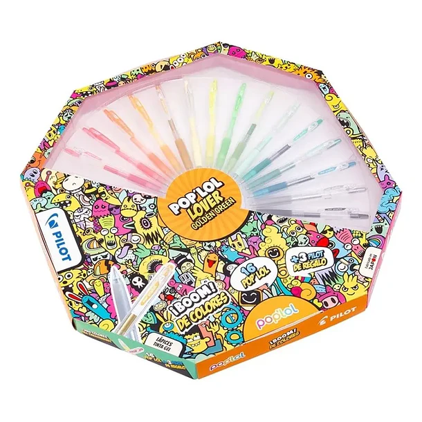 SET 16 LÁPICES TINTA GEL PILOT POP'LOL 0.7 MM COLORES 3