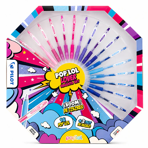 SET LÁPICES GEL PILOT POP’LOL LOVER MAGENTA SKY 19 UND