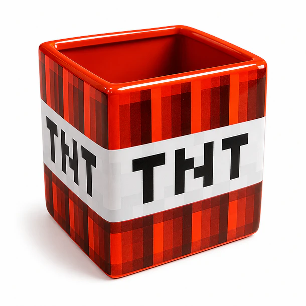 TAZON MINECRAFT TNT CUADRADA CERÁMICA 320 ML 2