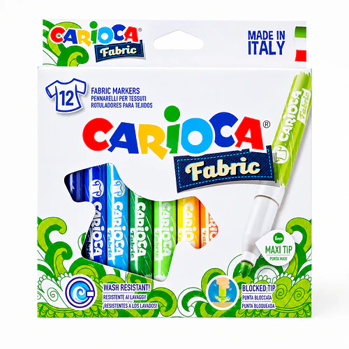 MARCADORES TEXTILES CARIOCA FABRIC 12 COLORES