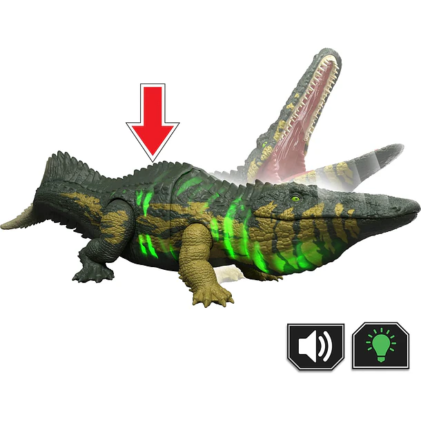 JURASSIC WORLD STOMATOSUCHUS WILD ROAR MATTEL LUZ SONIDO 2