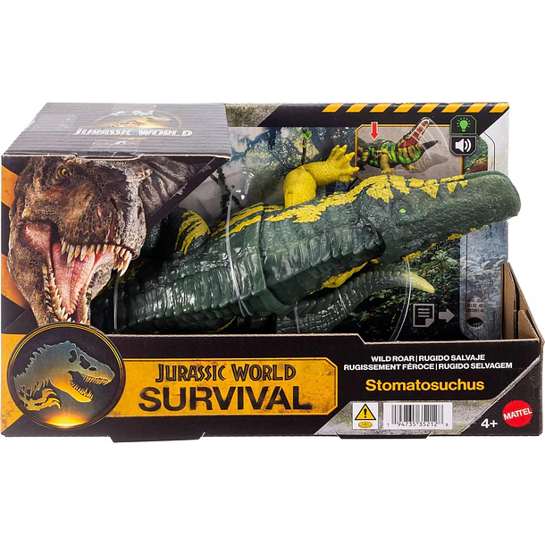 JURASSIC WORLD STOMATOSUCHUS WILD ROAR MATTEL LUZ SONIDO 4