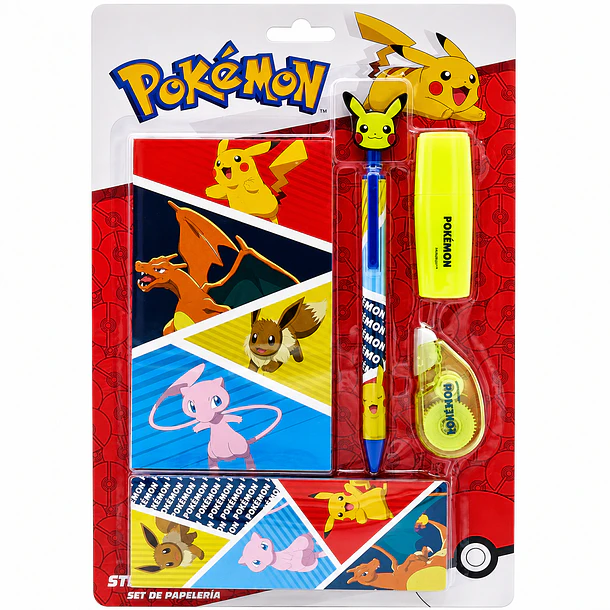 SET DE PAPELERÍA POKÉMON ESCOLAR CON ACCESORIOS