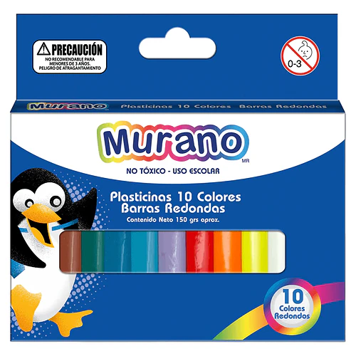 PLASTICINA MURANO 10 COLORES 150 G BARRAS REDONDAS